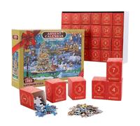 Countdown Calendar, Christmas Puzzle Toy, 11.42x8.66x2.76 inches 24 Day Jigsaw Set, Brain Teasing Fun, 1008 Pieces for Kids, Adults, Holiday, Vacation, Family Time, Seasonal
