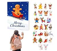 Countdown Calendar Gingerbread Ornement, 2D Flat 24 Day Ornament - Gingerbread Man Advent Christmas Calendar | F Countdown Boosts Holiday Kids Boy Girl Women Men Family Classroom Offices Desk