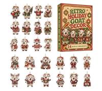 Countdown Christmas Calendar, 2D Acrylic Mini Goat Ornaments Display Set | Festive Date Marker Featuring Farm Animal Figures Tracks Seasonal Progress While Enhancing Mantels Shelves Displays