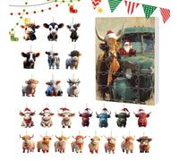 Countdown Cow - 10.24x7.09x1.18in Highland Cow | Calendriers Avec Highlands | Counom Calendrier Avec Pendentif En Acrylique 2D Highland, Décorations D'arbres De Noël Écossaises, Pour Les Adultes Et Le