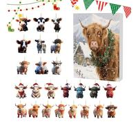 Countdown Cow - 10.24x7.09x1.18in Highland Cow | Calendriers Avec Highlands | Counom Calendrier Avec Pendentif En Acrylique 2D Highland, Décorations D'arbres De Noël Écossaises, Pour Les Adultes Et Le