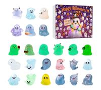 Countdown Halloween Display - Glow Ghost Resin Figurines, Haunted Doll Ornaments 24 Days | Spooky Holiday Decoration For Kids Teens Adults Family Women Men Desk Room Party Home