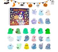 Countdown Halloween Display - Glow Ghost Resin Figurines, Haunted Doll Ornaments 24 Days | Spooky Holiday Decoration For Kids Teens Adults Family Women Men Desk Room Party Home