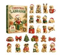 Countdown To Christmas Calendar 24 Days Flat Acrylic Dog Design Pendentif | Christmas Gift And Collectible Holiday Decoration For Labrador Fans
