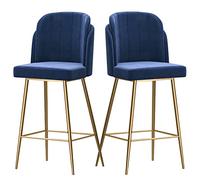 Counter Barstols Set Bar Tabourets Ensemble de 2, chaises de Bar en Velours avec Dossier Repose-Pied, tabourets de comptoir pour Cuisine, dîner de café, pub, siè Hight 65 cm intéressant (Jambes en Or