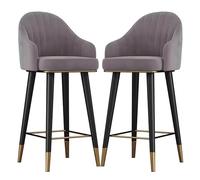 Counter Height Bar Chair Ensemble de 2, ° Tabouret de Barre de Petit-déjeuner pivotant Velvet Seat Barstool avec Dos Haut Repose-Pied, tabourets Hauts rembourrés légers (Gris Clair, 65 cm / (25,6