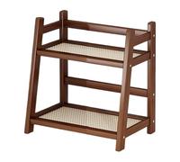 Counter Top Tass Rack Sected - Tasse à café étagère d'affichage, organisateur de bouteille à 2 niveaux | Le style décoratif en rotin améliore l'utilité de l'espace, une structure de stockage durable a