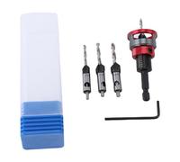 Countersink Drill Bit Set with Adjustable Depth Stop and L Shape Wrench, Drill Bit Depth Stop with Four Blades Countersink Bits