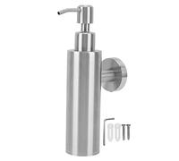 Countertop Hand Soap Dispenser, Refillable Stainless Steel Soap Pump Bottle for Bathroom & Kitchen, Free Standing, 14.6oz (Fixé au Mur, Rond)
