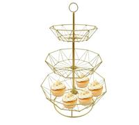 countertops Fruit Basket, 3 Tier Metal Storage Rack, Detachable Vegetable Holder with Breathable Wire Design, Space-Saving Organizer for Kitchen and Pantry, Gold