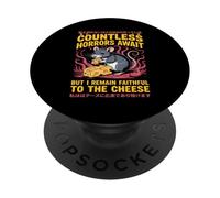 Countless Horrors Await Vintage Japanese Rat Meme Eat Cheese PopSockets PopGrip Adhésif