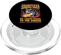 Countless Horrors Await Vintage Japanese Rat Meme Eat Cheese PopSockets PopGrip pour MagSafe