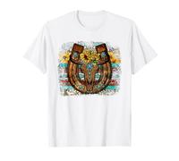 Country Boho Western Bull Decor for Women Cute Horseshoe T-Shirt