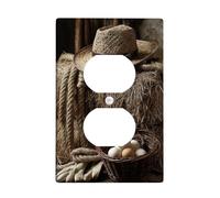 Country Farm Plaque murale en thermoplastique pour interrupteur Motif blé et œufs Style rustique