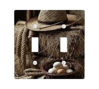 Country Farm Plaque murale en thermoplastique pour interrupteur Motif blé et œufs Style rustique