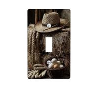 Country Farm Plaque murale en thermoplastique pour interrupteur Motif blé et œufs Style rustique