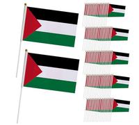 Country Flags Petit drapeau de la Palestine 100 pièces mini drapeaux de pays avec mât en plastique 5, 5 x 8, 3 pouces drapeau la Palestine à main double face sur décorations bâtons