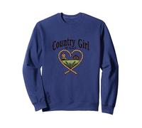 Country Girl at Heart Rustic Farm Cowgirl Sweatshirt, Unisexe pour Adultes, Bleu Marine, XL