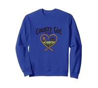 Country Girl at Heart Rustic Farm Cowgirl Sweatshirt, Unisexe pour Adultes, Bleu Royal, S