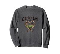 Country Girl at Heart Rustic Farm Cowgirl Sweatshirt, Unisexe pour Adultes, Chiné Foncé, XXL