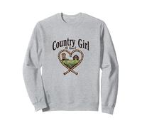 Country Girl at Heart Rustic Farm Cowgirl Sweatshirt, Unisexe pour Adultes, Gris Chiné, XL