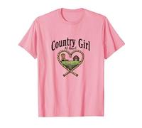 Country Girl at Heart Rustic Farm Cowgirl T-Shirt, Homme, Rose, XL