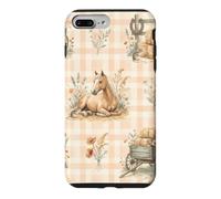 Country Horse Hay Wagon Western Meadow Farm Aquarelle Coque pour iPhone 7 Plus/8 Plus