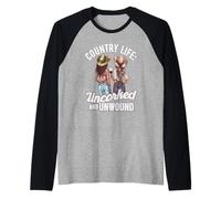 Country Life Cowgirl Humoristique pour Amateur de vin Manche Raglan