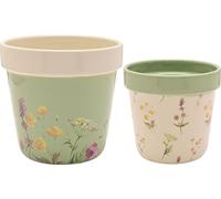 Country Living Ensemble de 2 jardinières - Fleurs WD570 (Taille unique) (Vert)