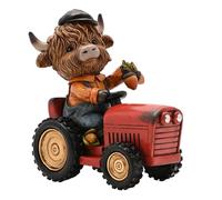 Country Living Figurine vache des Highlands sur le tracteur - Décoration d'animal rustique sur le thème de l'automne pour étagères, cheminées et décoration de ferme