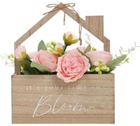Country Living Its Your Time To Bloom Jardinière en bois avec fleurs artificielles WD559 (Taille unique) (Marron)