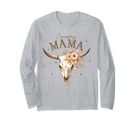Country Mama Western Boho Floral Tête de Mort Motif tête de Mort Manche Longue