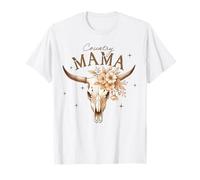Country Mama Western Boho Floral Tête de Mort Motif tête de Mort T-Shirt