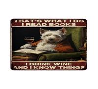 Country Metal Signs That's What I Do I Read Books I Drink Wine And I Know Things Décoration murale en métal pour magasin, buanderie, porte d'entrée, cadeau bibliophile, cadeau pour enseignant