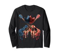 Country Music Drapeau américain USA Drip Graffiti Patriotism Manche Longue
