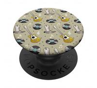 Country Music with Guitars Vinyl Records and Cowboy Boots PopSockets PopGrip Adhésif