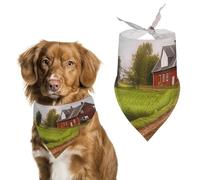 Country Road Écharpe triangulaire en polyester imprimé ferme et tracteur Taille unique 70,1 x 30 cm