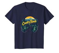Country Roads Old Row Nostalgie pour Homme T-Shirt, Enfant, Bleu Marine, 2 Ans