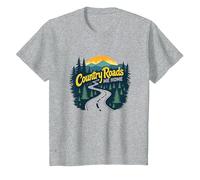 Country Roads Old Row Nostalgie pour Homme T-Shirt, Enfant, Gris Chiné, 2 Ans