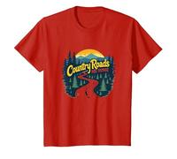 Country Roads Old Row Nostalgie pour Homme T-Shirt, Enfant, Rouge, 2 Ans