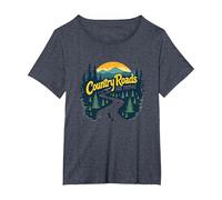 Country Roads Old Row Nostalgie pour Homme T-Shirt, Femme Grandes Tailles, Bleu Chiné, 2X