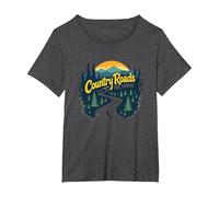 Country Roads Old Row Nostalgie pour Homme T-Shirt, Femme Grandes Tailles, Chiné Foncé, 2X