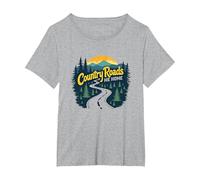 Country Roads Old Row Nostalgie pour Homme T-Shirt, Femme Grandes Tailles, Gris Chiné, 2X