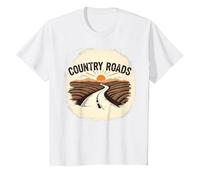 Country Roads Rural Sunset Graphic pour Homme T-Shirt, Enfant, Blanc, 2 Ans