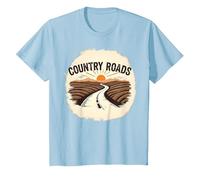 Country Roads Rural Sunset Graphic pour Homme T-Shirt, Enfant, Bleu Céleste, 2 Ans