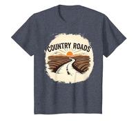 Country Roads Rural Sunset Graphic pour Homme T-Shirt, Enfant, Bleu Chiné, 2 Ans