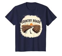 Country Roads Rural Sunset Graphic pour Homme T-Shirt, Enfant, Bleu Marine, 2 Ans