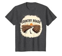 Country Roads Rural Sunset Graphic pour Homme T-Shirt, Enfant, Chiné Foncé, 2 Ans