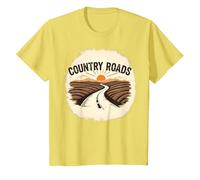 Country Roads Rural Sunset Graphic pour Homme T-Shirt, Enfant, Citron, 2 Ans