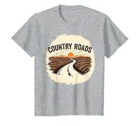 Country Roads Rural Sunset Graphic pour Homme T-Shirt, Enfant, Gris Chiné, 2 Ans